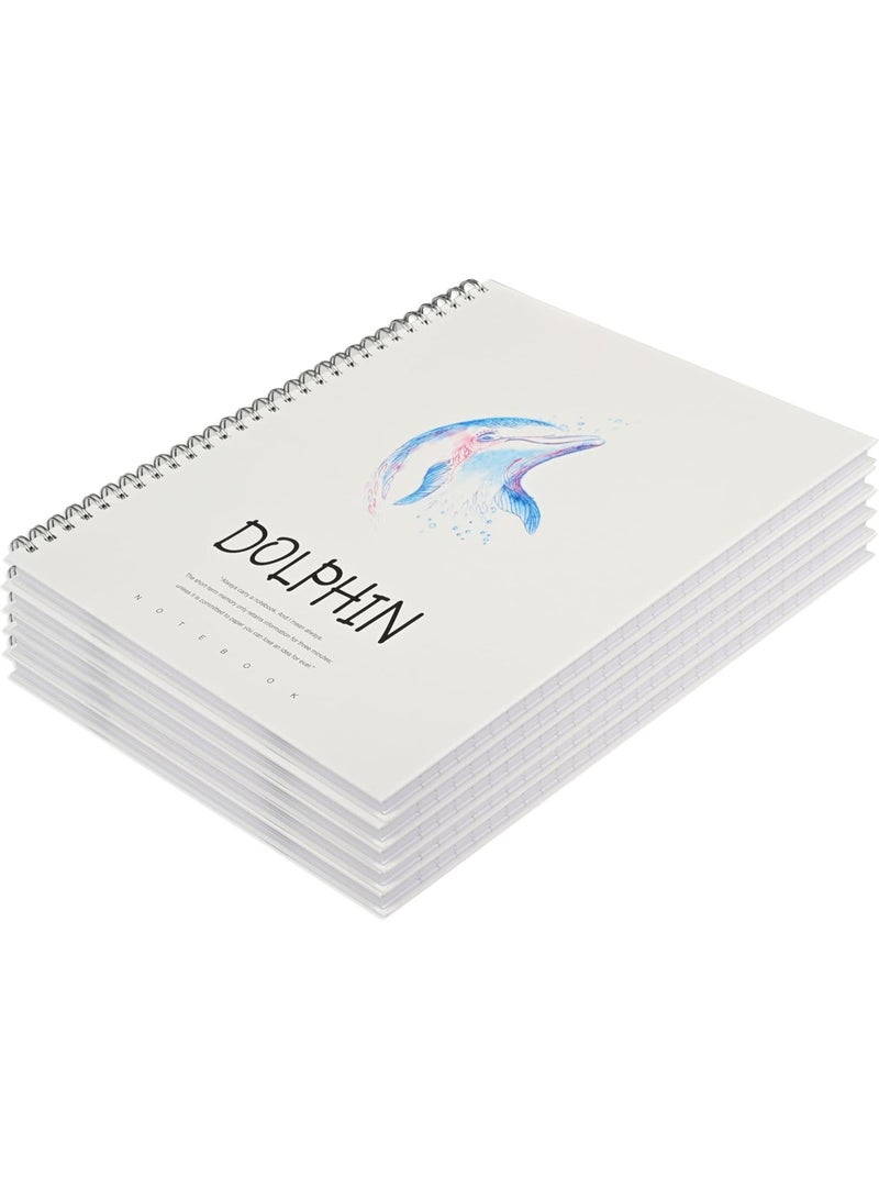 FIS® Notebook Double Loop Spiral Binding, Hard Cover Materials, Size 10x8" Inches, 8mm Single Line Ruling, 96 Sheets, 192 Pages, Packet of 5 Pieces, Dolphin Cover Design 1-FSNBSHC1896-DOL1 - Image 4